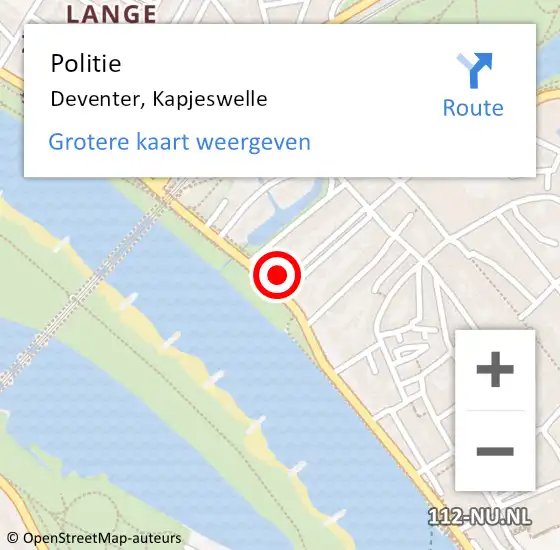 Locatie op kaart van de 112 melding: Politie Deventer, Kapjeswelle op 21 juli 2021 18:22