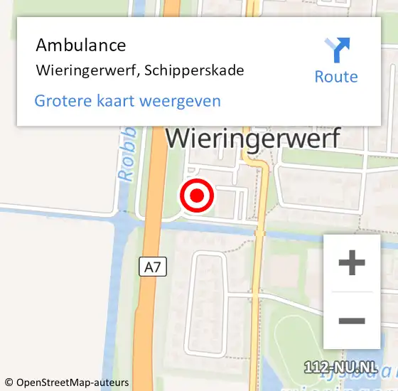 Locatie op kaart van de 112 melding: Ambulance Wieringerwerf, Schipperskade op 21 juli 2021 18:27