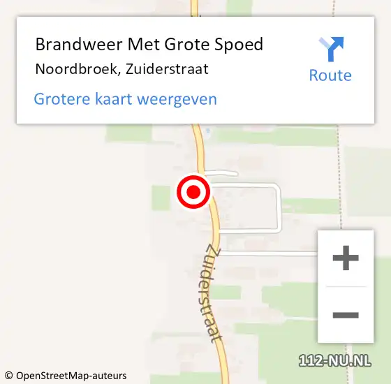 Locatie op kaart van de 112 melding: Brandweer Met Grote Spoed Naar Noordbroek, Zuiderstraat op 21 juli 2021 18:34