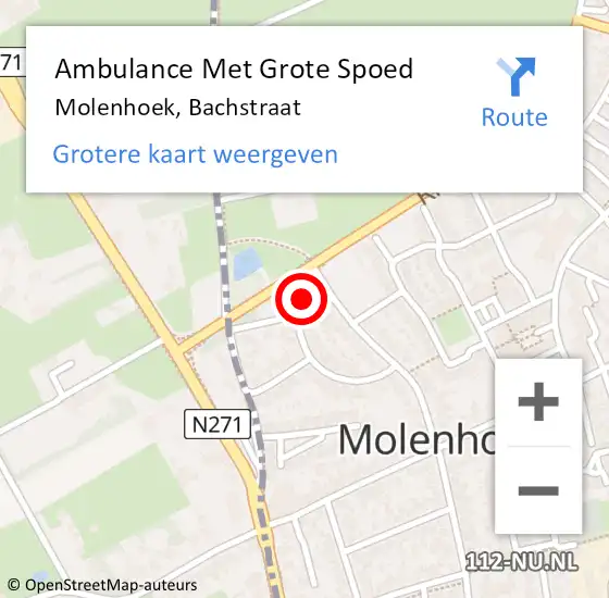 Locatie op kaart van de 112 melding: Ambulance Met Grote Spoed Naar Molenhoek, Bachstraat op 21 juli 2021 18:35