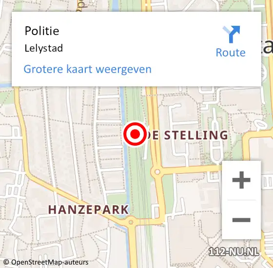 Locatie op kaart van de 112 melding: Politie Lelystad op 21 juli 2021 19:06