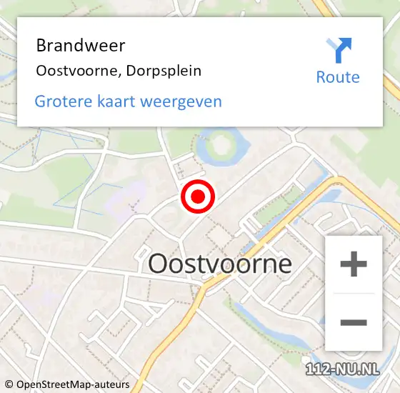 Locatie op kaart van de 112 melding: Brandweer Oostvoorne, Dorpsplein op 21 juli 2021 19:36