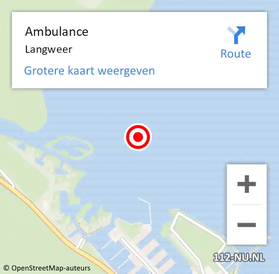 Locatie op kaart van de 112 melding: Ambulance Langweer op 21 juli 2021 19:44