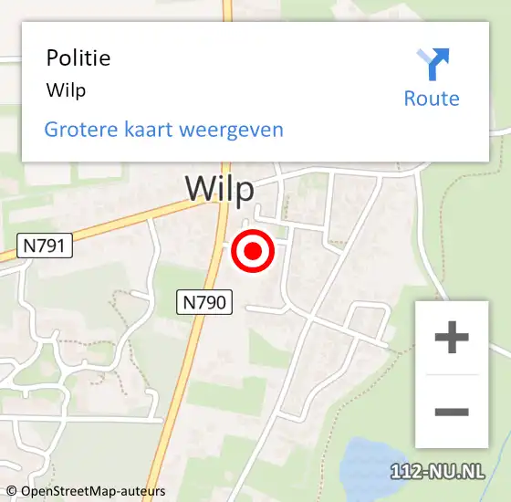 Locatie op kaart van de 112 melding: Politie Wilp op 21 juli 2021 19:55