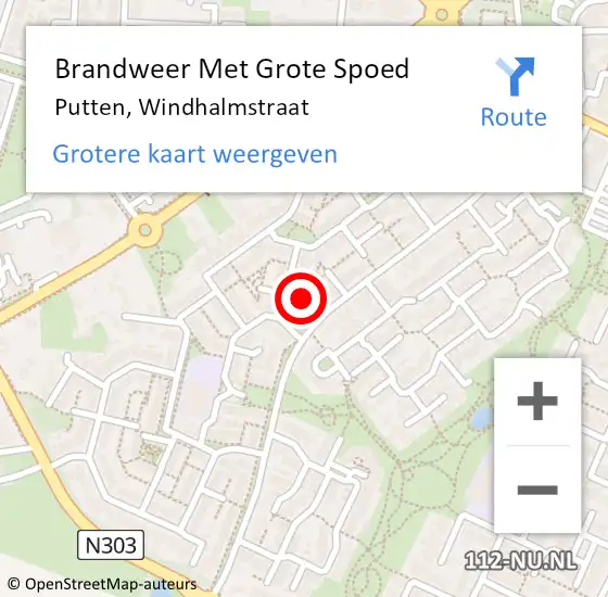 Locatie op kaart van de 112 melding: Brandweer Met Grote Spoed Naar Putten, Windhalmstraat op 21 juli 2021 19:57