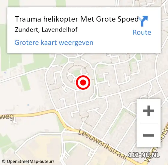 Locatie op kaart van de 112 melding: Trauma helikopter Met Grote Spoed Naar Zundert, Lavendelhof op 21 juli 2021 19:59