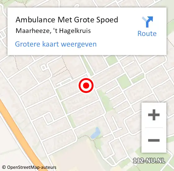 Locatie op kaart van de 112 melding: Ambulance Met Grote Spoed Naar Maarheeze, 't Hagelkruis op 21 juli 2021 20:19