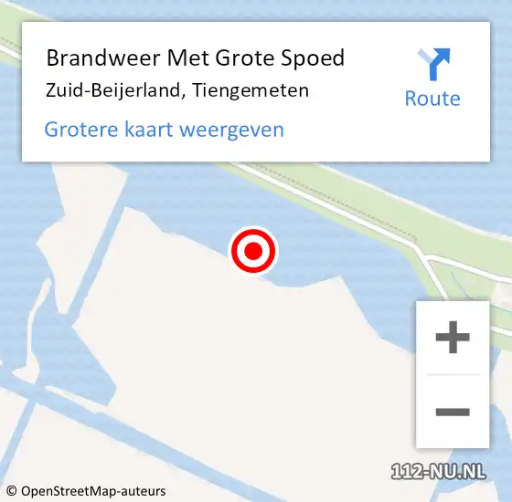 Locatie op kaart van de 112 melding: Brandweer Met Grote Spoed Naar Zuid-Beijerland, Tiengemeten op 21 juli 2021 20:54