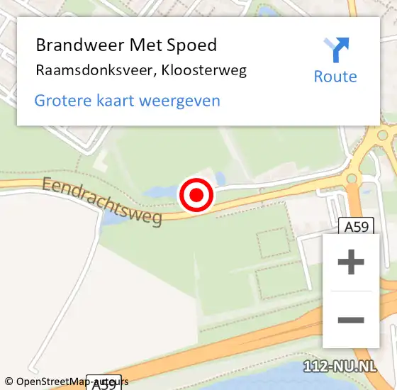 Locatie op kaart van de 112 melding: Brandweer Met Spoed Naar Raamsdonksveer, Kloosterweg op 21 juli 2021 20:55