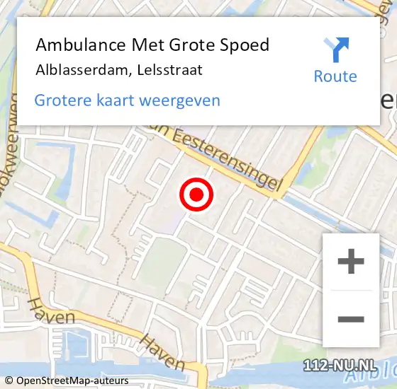 Locatie op kaart van de 112 melding: Ambulance Met Grote Spoed Naar Alblasserdam, Lelsstraat op 21 juli 2021 21:05