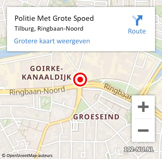 Locatie op kaart van de 112 melding: Politie Met Grote Spoed Naar Tilburg, Ringbaan-Noord op 21 juli 2021 21:14