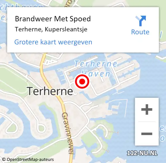 Locatie op kaart van de 112 melding: Brandweer Met Spoed Naar Terherne, Kupersleantsje op 21 juli 2021 21:16