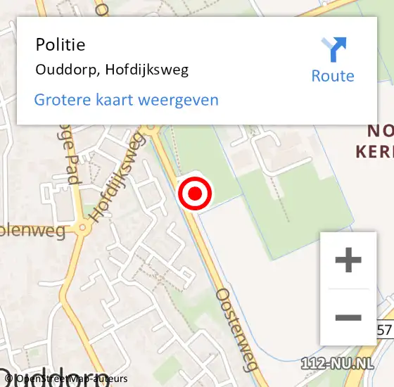 Locatie op kaart van de 112 melding: Politie Ouddorp, Hofdijksweg op 21 juli 2021 21:18