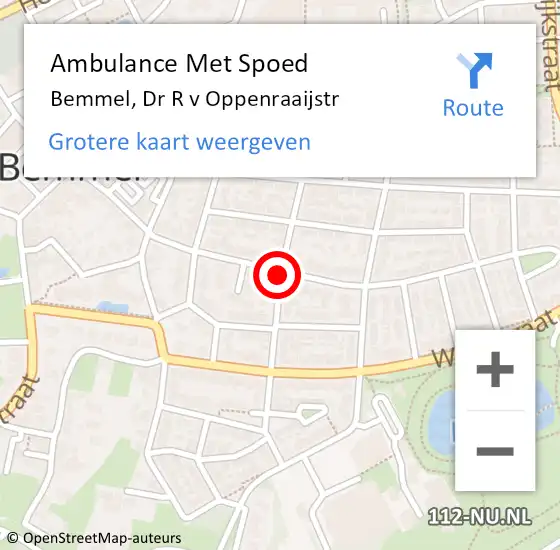 Locatie op kaart van de 112 melding: Ambulance Met Spoed Naar Bemmel, Dr R v Oppenraaijstr op 21 juli 2021 21:27