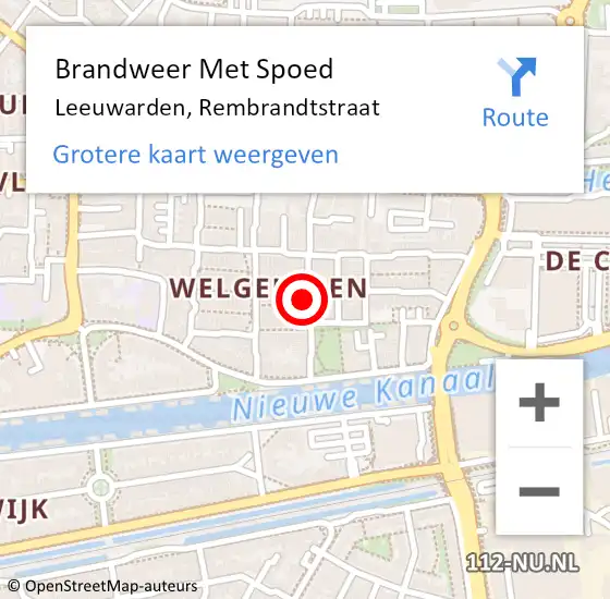 Locatie op kaart van de 112 melding: Brandweer Met Spoed Naar Leeuwarden, Rembrandtstraat op 21 juli 2021 21:27