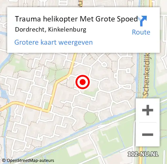 Locatie op kaart van de 112 melding: Trauma helikopter Met Grote Spoed Naar Dordrecht, Kinkelenburg op 21 juli 2021 21:57