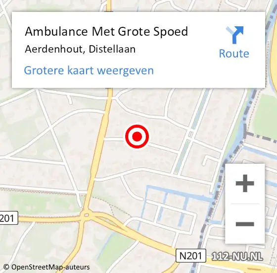 Locatie op kaart van de 112 melding: Ambulance Met Grote Spoed Naar Aerdenhout, Distellaan op 21 juli 2021 22:03