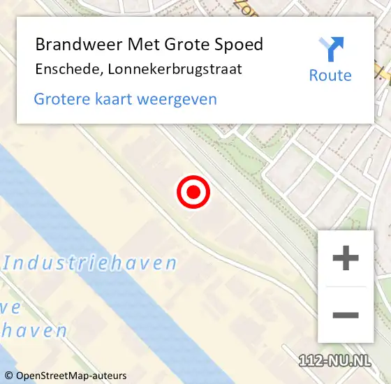 Locatie op kaart van de 112 melding: Brandweer Met Grote Spoed Naar Enschede, Lonnekerbrugstraat op 21 juli 2021 22:19