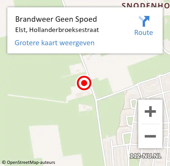 Locatie op kaart van de 112 melding: Brandweer Geen Spoed Naar Elst, Hollanderbroeksestraat op 21 juli 2021 22:20