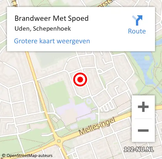 Locatie op kaart van de 112 melding: Brandweer Met Spoed Naar Uden, Schepenhoek op 21 juli 2021 22:27