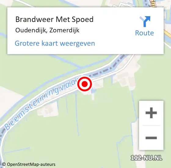 Locatie op kaart van de 112 melding: Brandweer Met Spoed Naar Oudendijk, Zomerdijk op 21 juli 2021 22:27