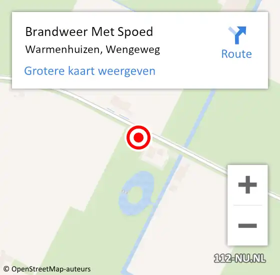 Locatie op kaart van de 112 melding: Brandweer Met Spoed Naar Warmenhuizen, Wengeweg op 21 juli 2021 22:43