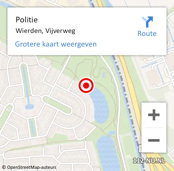 Locatie op kaart van de 112 melding: Politie Wierden, Vijverweg op 21 juli 2021 23:24