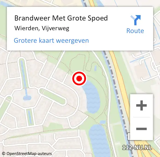 Locatie op kaart van de 112 melding: Brandweer Met Grote Spoed Naar Wierden, Vijverweg op 21 juli 2021 23:25