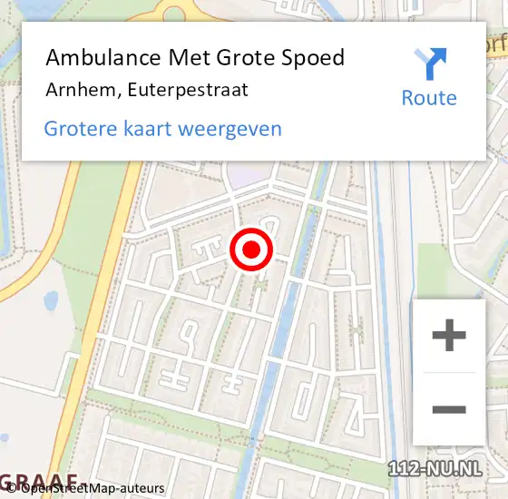 Locatie op kaart van de 112 melding: Ambulance Met Grote Spoed Naar Arnhem, Euterpestraat op 21 juli 2021 23:26