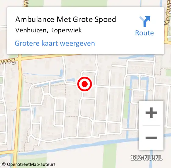 Locatie op kaart van de 112 melding: Ambulance Met Grote Spoed Naar Venhuizen, Koperwiek op 22 juli 2021 00:28