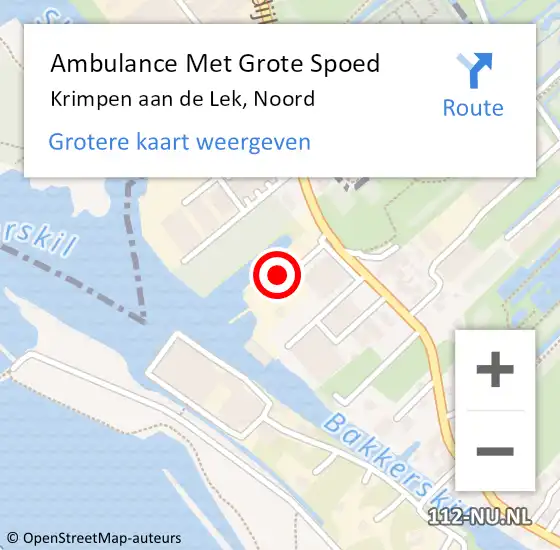 Locatie op kaart van de 112 melding: Ambulance Met Grote Spoed Naar Krimpen aan de Lek, Noord op 22 juli 2021 00:47