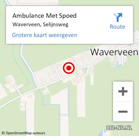 Locatie op kaart van de 112 melding: Ambulance Met Spoed Naar Waverveen, Selijnsweg op 22 juli 2021 00:57