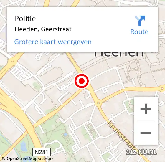 Locatie op kaart van de 112 melding: Politie Heerlen, Geerstraat op 22 juli 2021 01:12