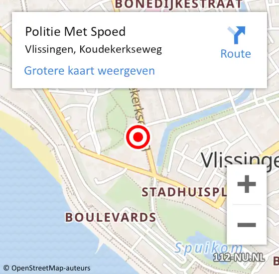 Locatie op kaart van de 112 melding: Politie Met Spoed Naar Vlissingen, Koudekerkseweg op 22 juli 2021 01:49
