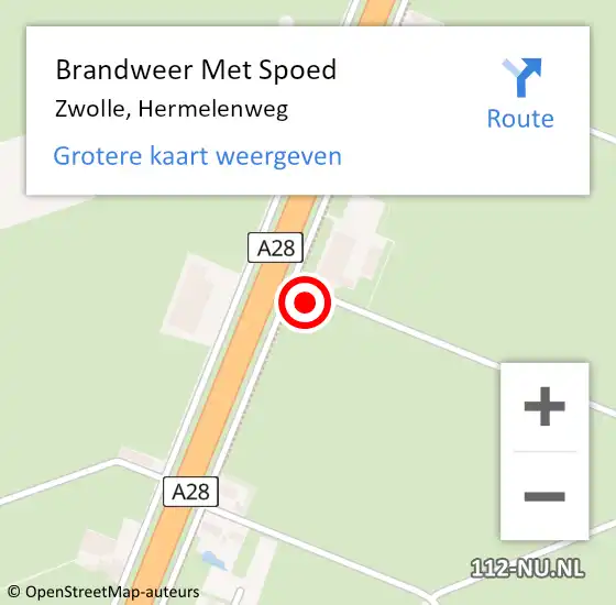 Locatie op kaart van de 112 melding: Brandweer Met Spoed Naar Zwolle, Hermelenweg op 22 juli 2021 01:52