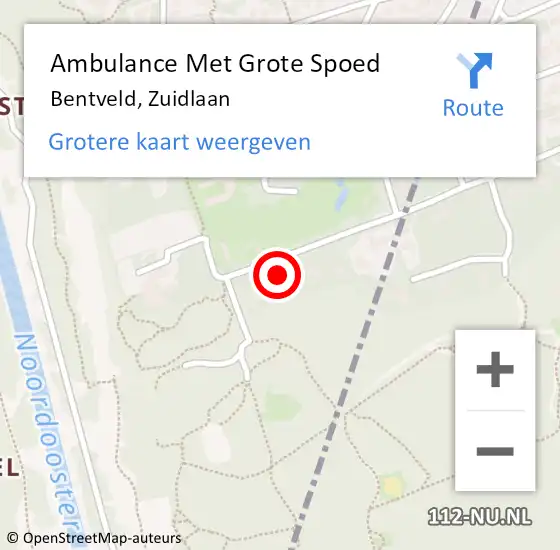 Locatie op kaart van de 112 melding: Ambulance Met Grote Spoed Naar Bentveld, Zuidlaan op 22 juli 2021 02:05