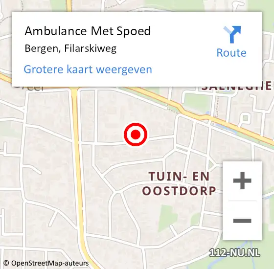 Locatie op kaart van de 112 melding: Ambulance Met Spoed Naar Bergen, Filarskiweg op 22 juli 2021 02:21