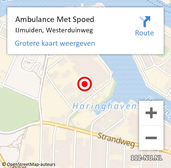 Locatie op kaart van de 112 melding: Ambulance Met Spoed Naar IJmuiden, Westerduinweg op 22 juli 2021 03:52
