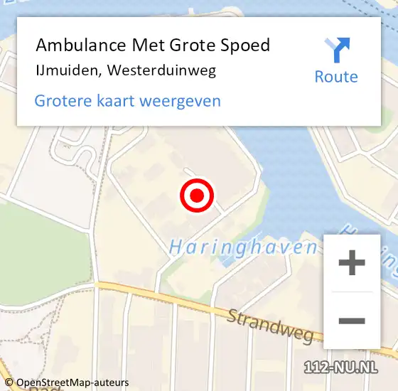 Locatie op kaart van de 112 melding: Ambulance Met Grote Spoed Naar IJmuiden, Westerduinweg op 22 juli 2021 03:54