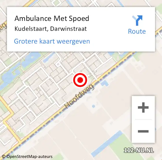 Locatie op kaart van de 112 melding: Ambulance Met Spoed Naar Kudelstaart, Darwinstraat op 22 juli 2021 04:09