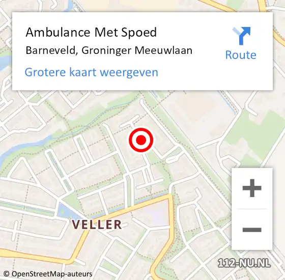 Locatie op kaart van de 112 melding: Ambulance Met Spoed Naar Barneveld, Groninger Meeuwlaan op 22 juli 2021 04:12