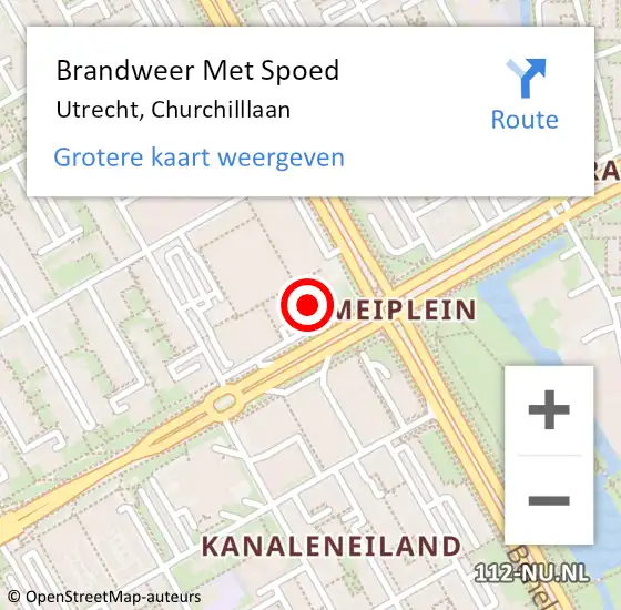 Locatie op kaart van de 112 melding: Brandweer Met Spoed Naar Utrecht, Churchilllaan op 22 juli 2021 04:15
