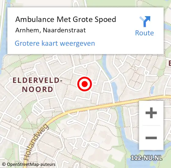 Locatie op kaart van de 112 melding: Ambulance Met Grote Spoed Naar Arnhem, Naardenstraat op 22 juli 2021 04:31