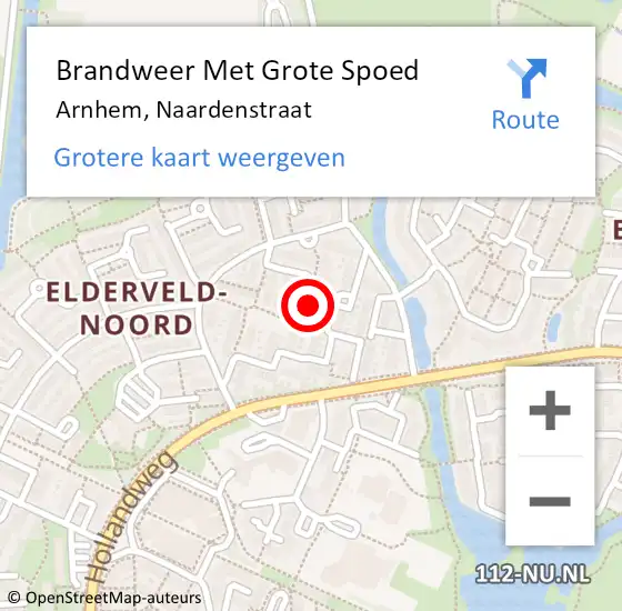 Locatie op kaart van de 112 melding: Brandweer Met Grote Spoed Naar Arnhem, Naardenstraat op 22 juli 2021 04:32