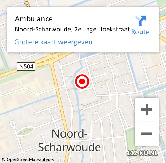 Locatie op kaart van de 112 melding: Ambulance Noord-Scharwoude, 2e Lage Hoekstraat op 22 juli 2021 04:35