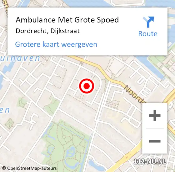 Locatie op kaart van de 112 melding: Ambulance Met Grote Spoed Naar Dordrecht, Dijkstraat op 22 juli 2021 04:51