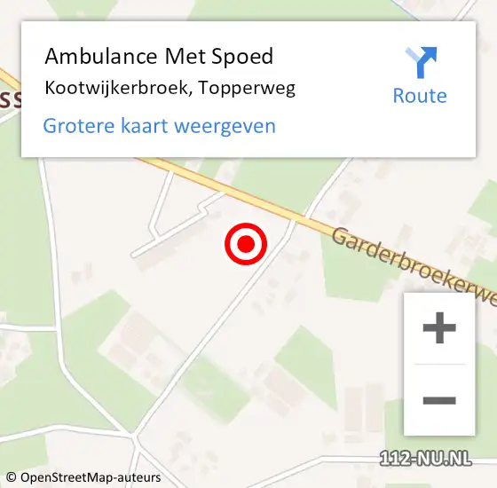 Locatie op kaart van de 112 melding: Ambulance Met Spoed Naar Kootwijkerbroek, Topperweg op 22 juli 2021 06:26
