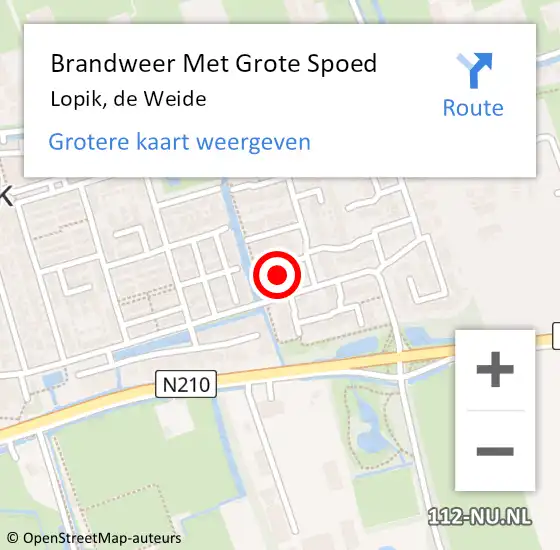 Locatie op kaart van de 112 melding: Brandweer Met Grote Spoed Naar Lopik, de Weide op 22 juli 2021 06:58