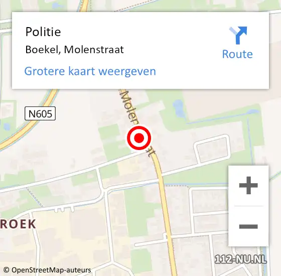 Locatie op kaart van de 112 melding: Politie Boekel, Molenstraat op 22 juli 2021 07:25