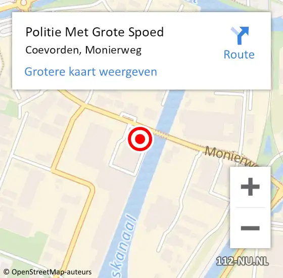 Locatie op kaart van de 112 melding: Politie Met Grote Spoed Naar Coevorden, Monierweg op 22 juli 2021 07:48